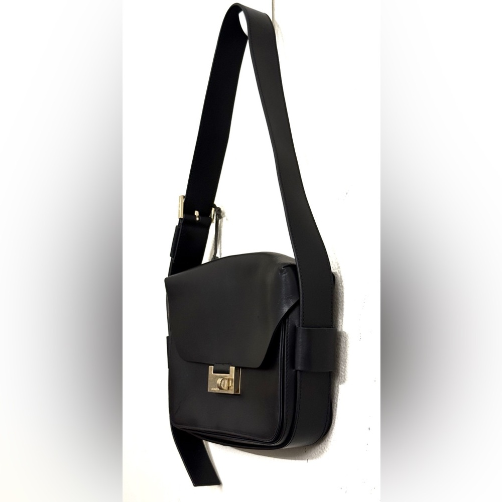 NWT All Saints Etienne Black Leather Shoulder Bag - Picture 12 of 16